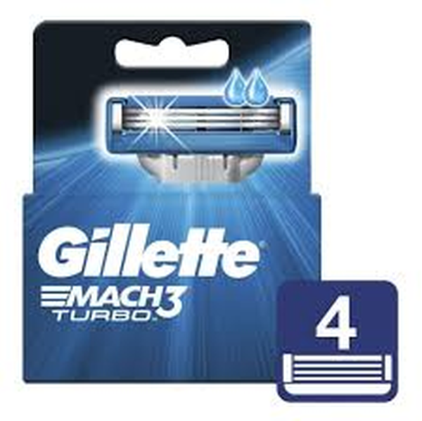 REPUESTOS PARA AFEITAR GILLETE MACH3 TURBO 4 UNIDADES