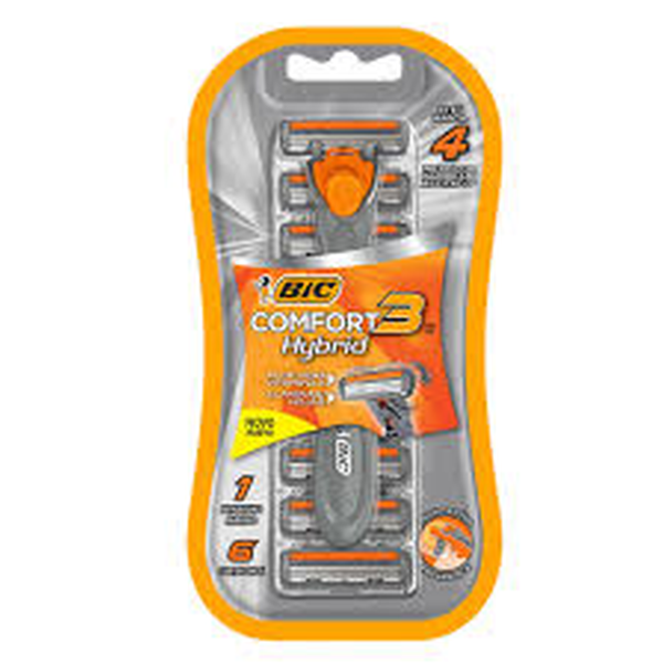 MAQUINA DE AFEITAR BIC COMFORT3 HYBRID 1 CABO + 6 CARTUCHOS