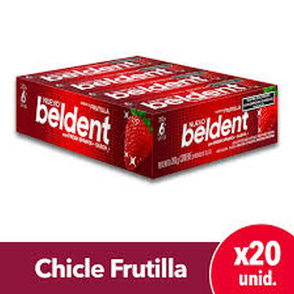 CHICLES BELDENT SABOR A FRUTILLA 20 X 6 UNIDADES