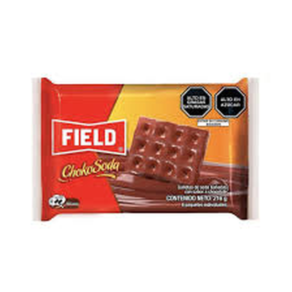 GALLETAS CHOKOSODA FIELD 216 G. GALLETAS DE SODA BA?ADAS CON SABOR A CHOCOLATE
