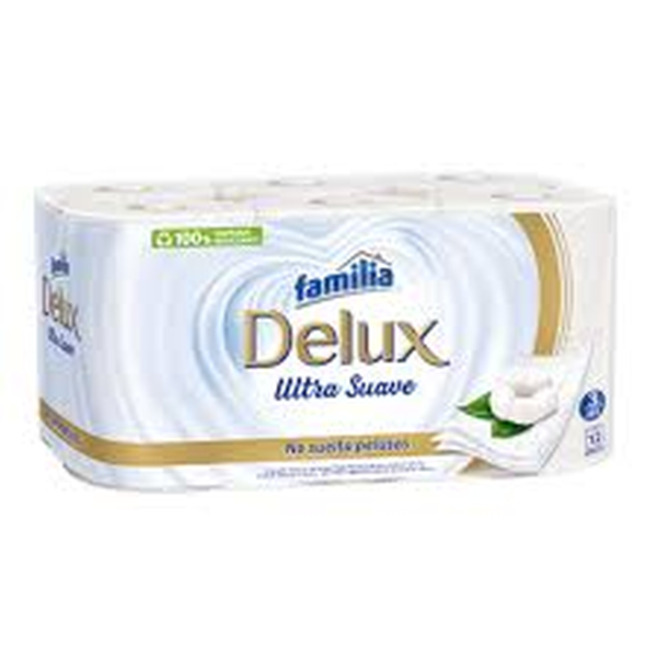 PAPEL HIGIENICO FAMILIA 12 ROLLOS DELUX ULTRA SUAVE TRIPLE HOJA