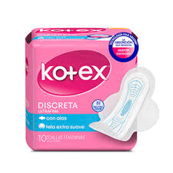 TOALLITAS KOTEX 10 UNIDAD  CUIDADO PURO Y NATURAL ULTRA FINA