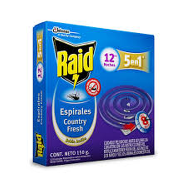 RAID ESPIRALES INSECTICIDAS SC JOHNSON 12 ESPIRALES