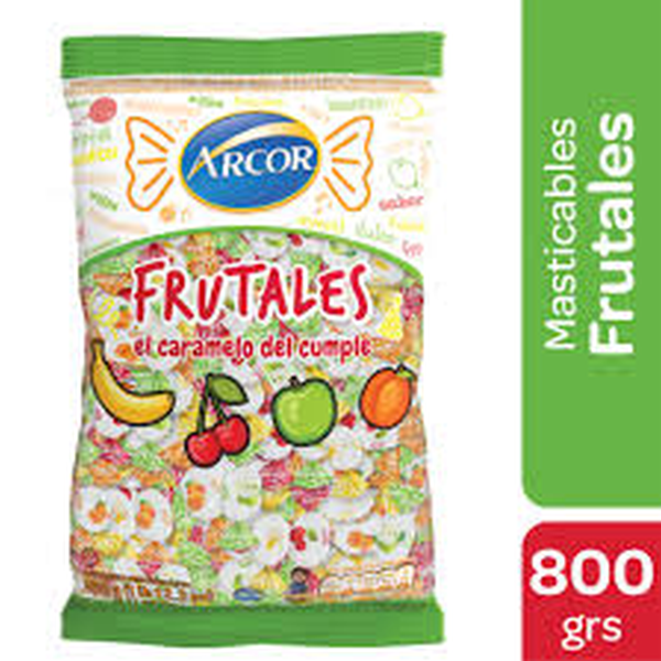 CARAMELOS FRUTALES ARCOR 800 G. SABORES BANANA CEREZA