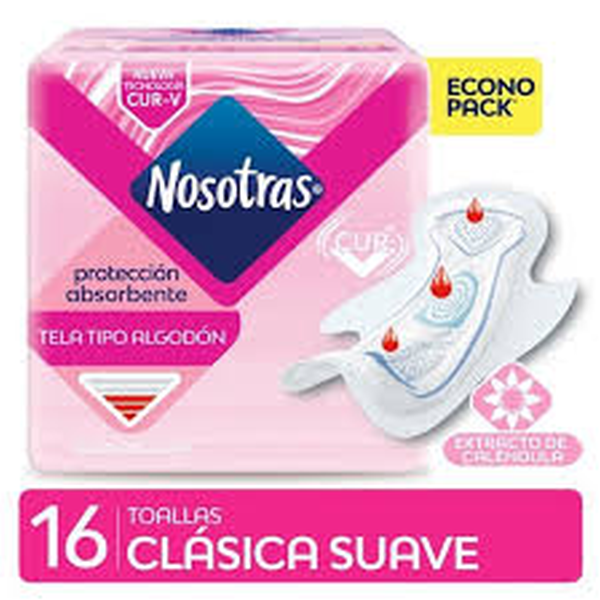 TOALLITAS NOSOTRAS 16 UNIDAD  CLASICA SUAVE FLUJO REGULAR