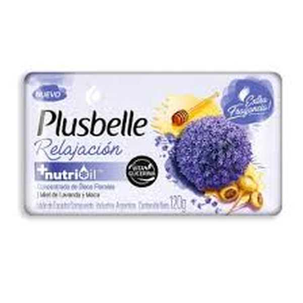 JABONCILLO PLUSBELLE 120 G. MIEL DE LAVANDA Y MACA