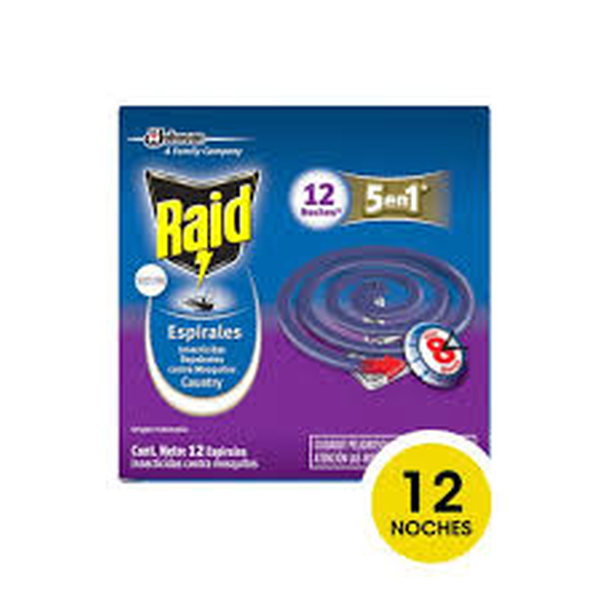 RAID ESPIRALES INSECTICIDAS X.5 12 ESPIRALES